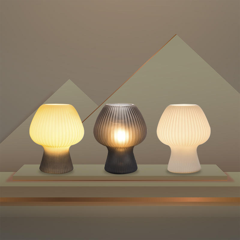 Ribbed Glass Mushroom Table Lamp