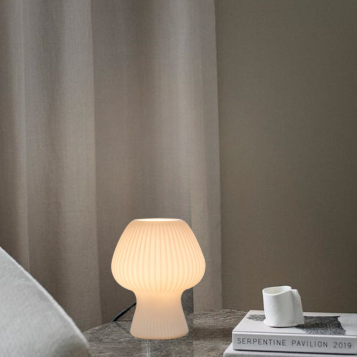 Ribbed Glass Mushroom Table Lamp
