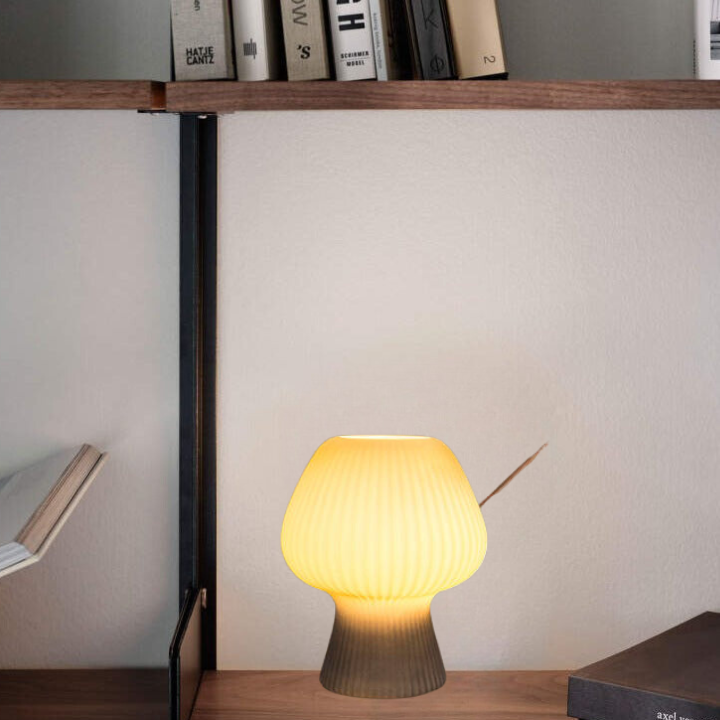 Ribbed Glass Mushroom Table Lamp